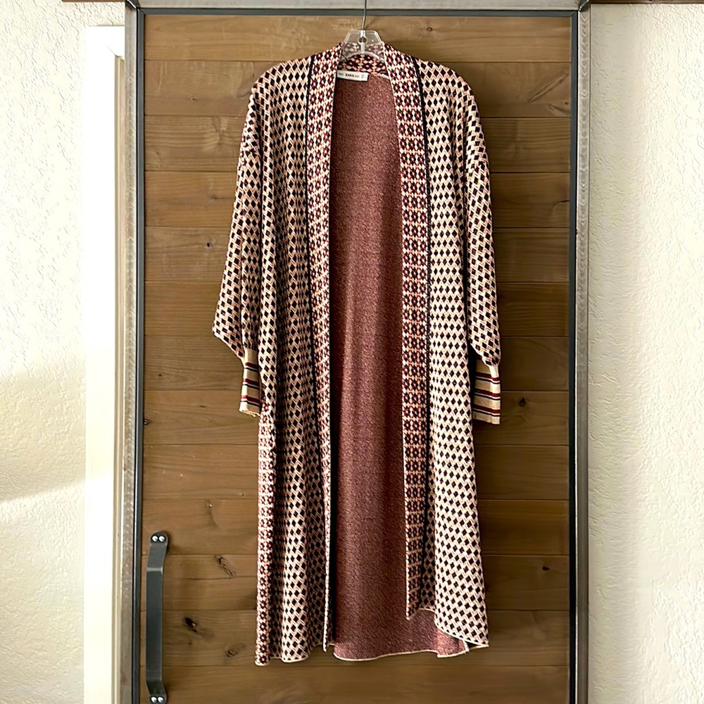 Long metallic sweater coat from Zara